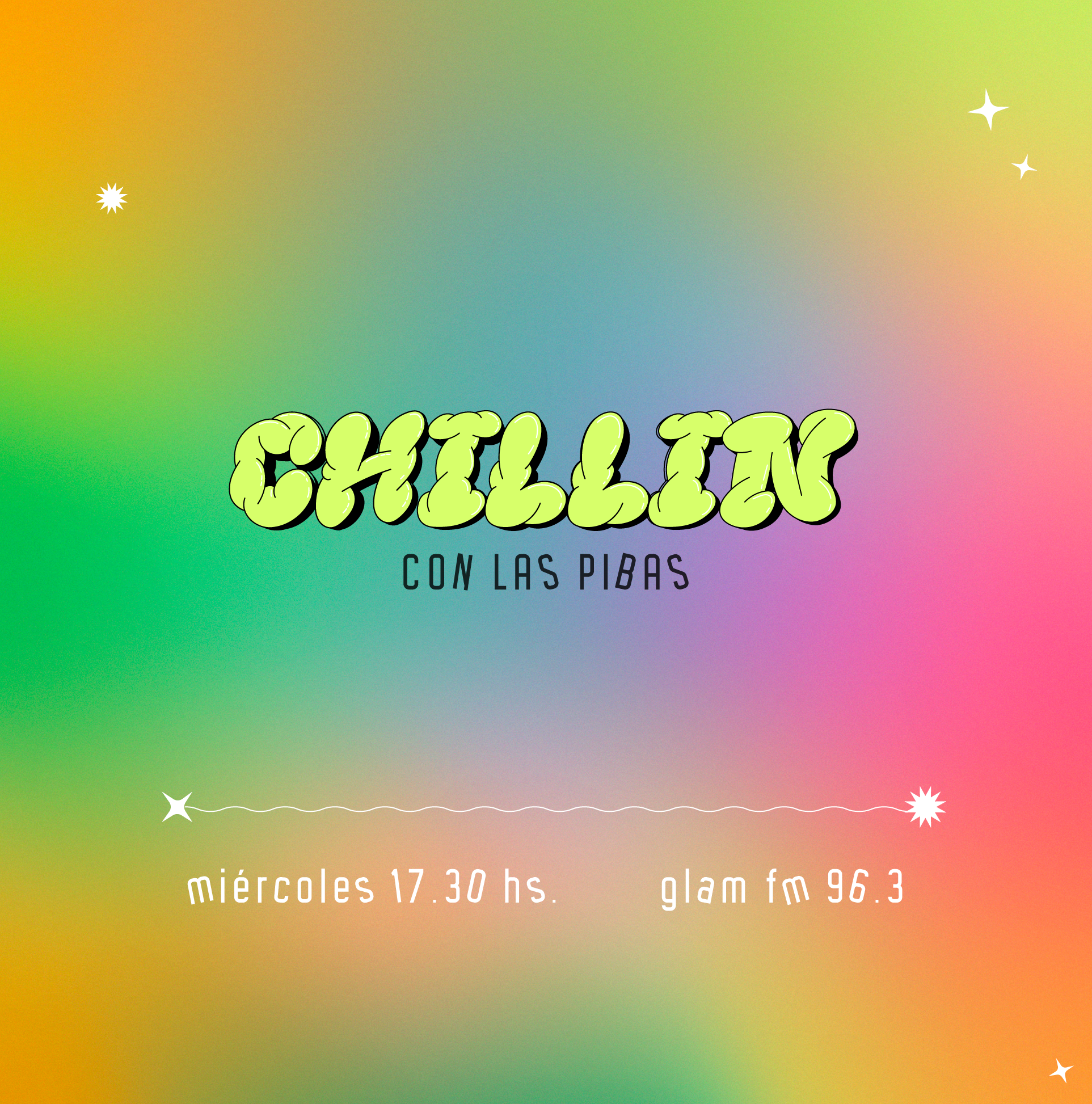 Flyer para redes sociales de Chillin con fondo de colores