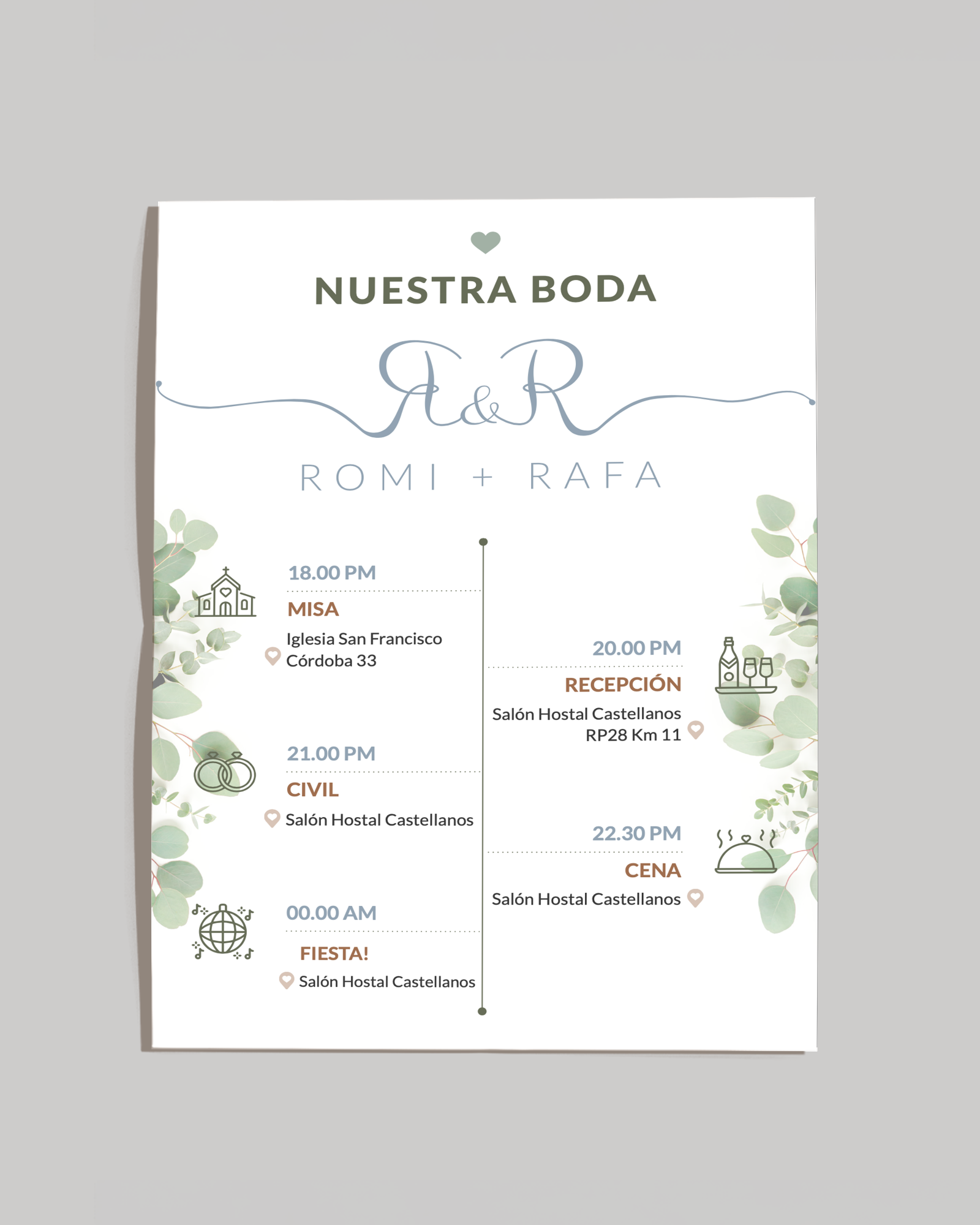 Mockup Invitación para la boda de Romi + Rafa