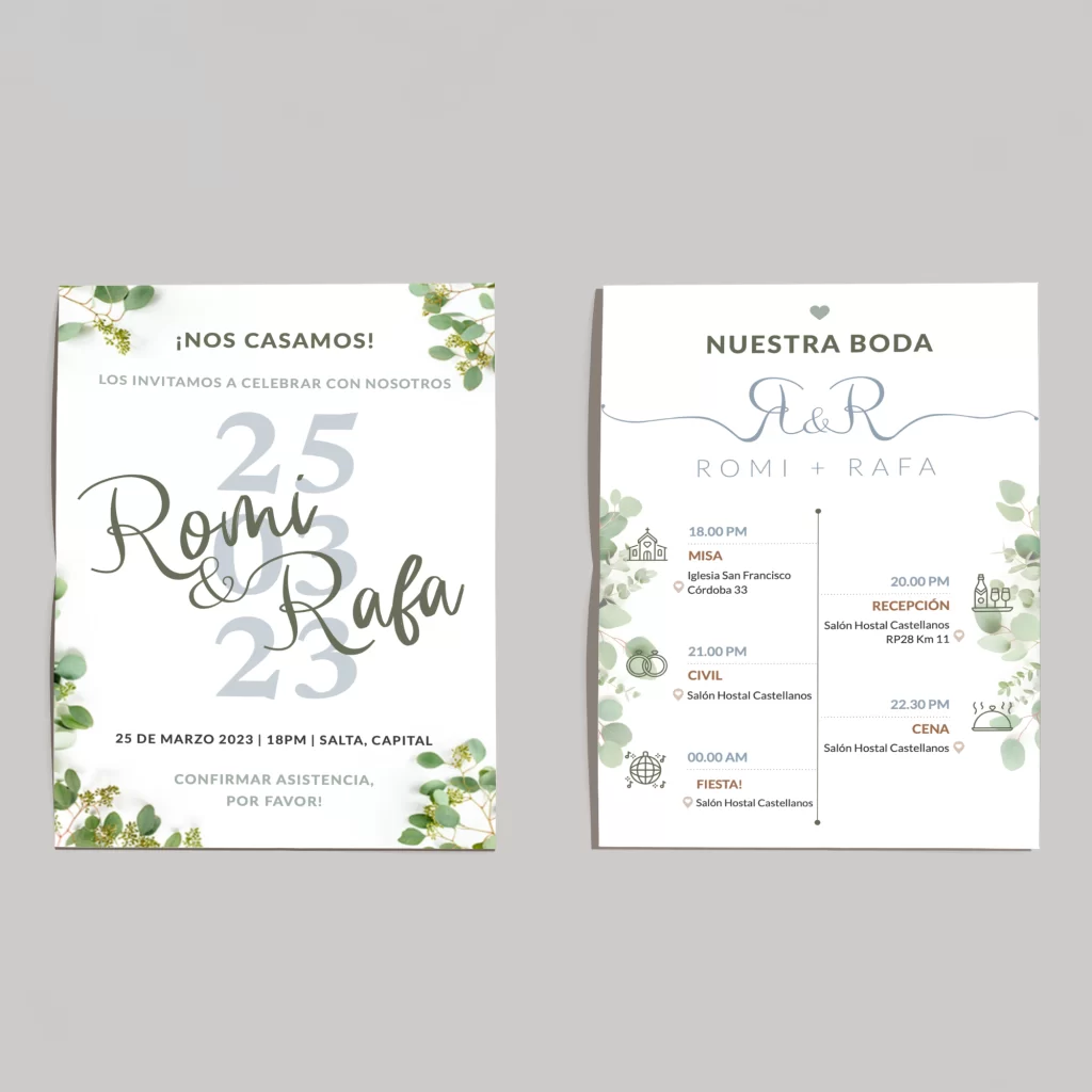 Mockup Invitaciones para la boda de Romi + Rafa