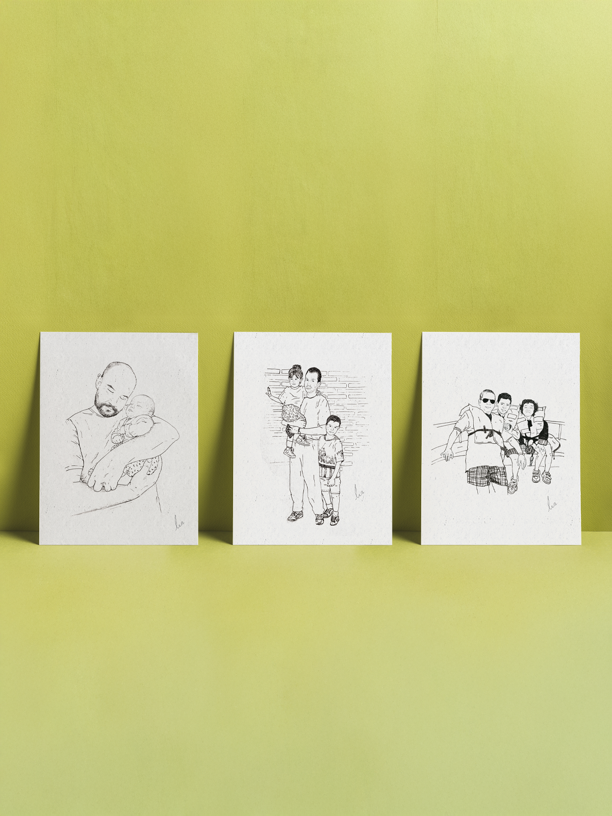 Retratos personalizados hechos a mano y digitalizados para impresión y formato digital.