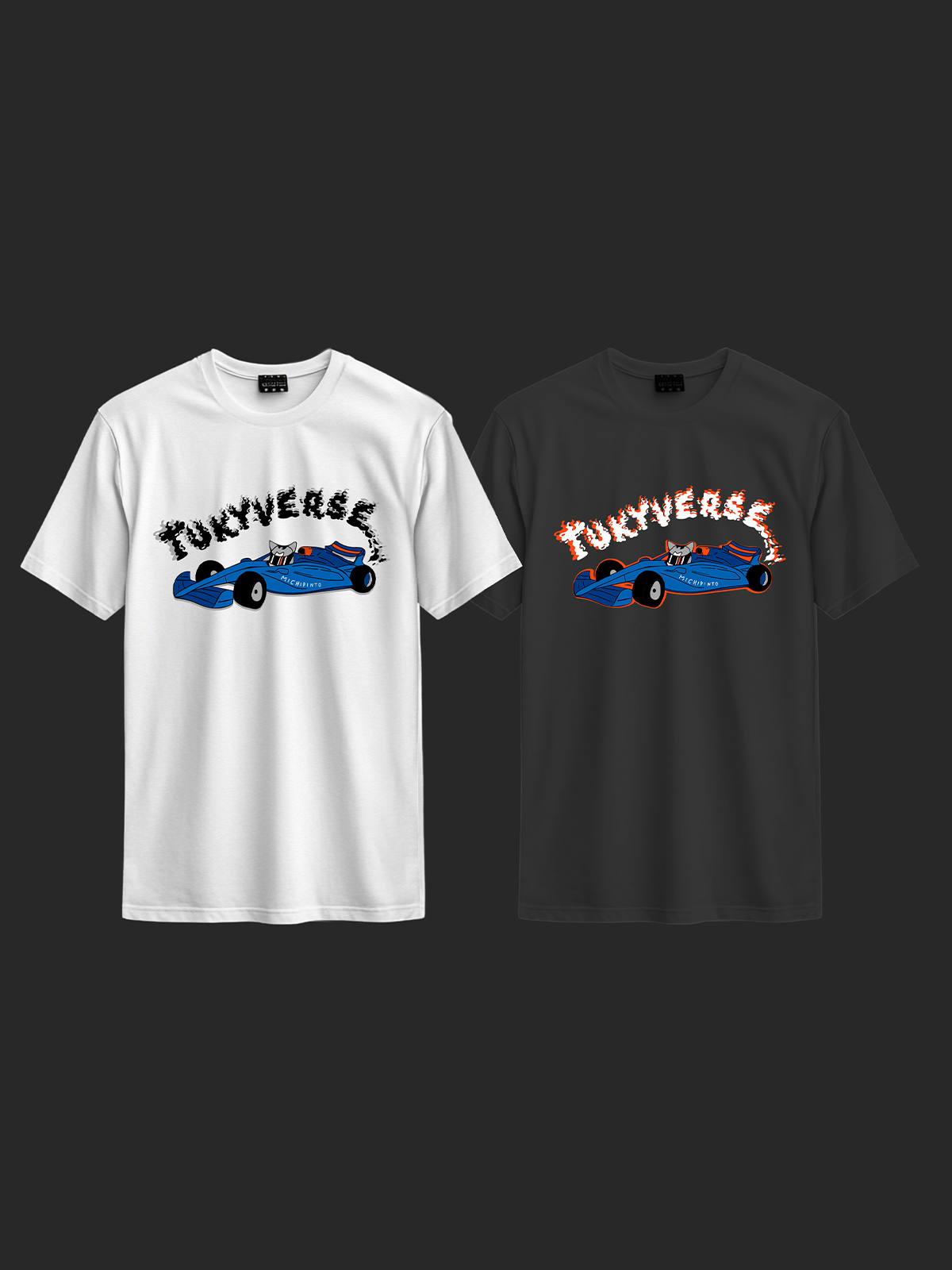 Mockup de remeras con Ilustraciones personalizadas hechas a mano para Tukyverse