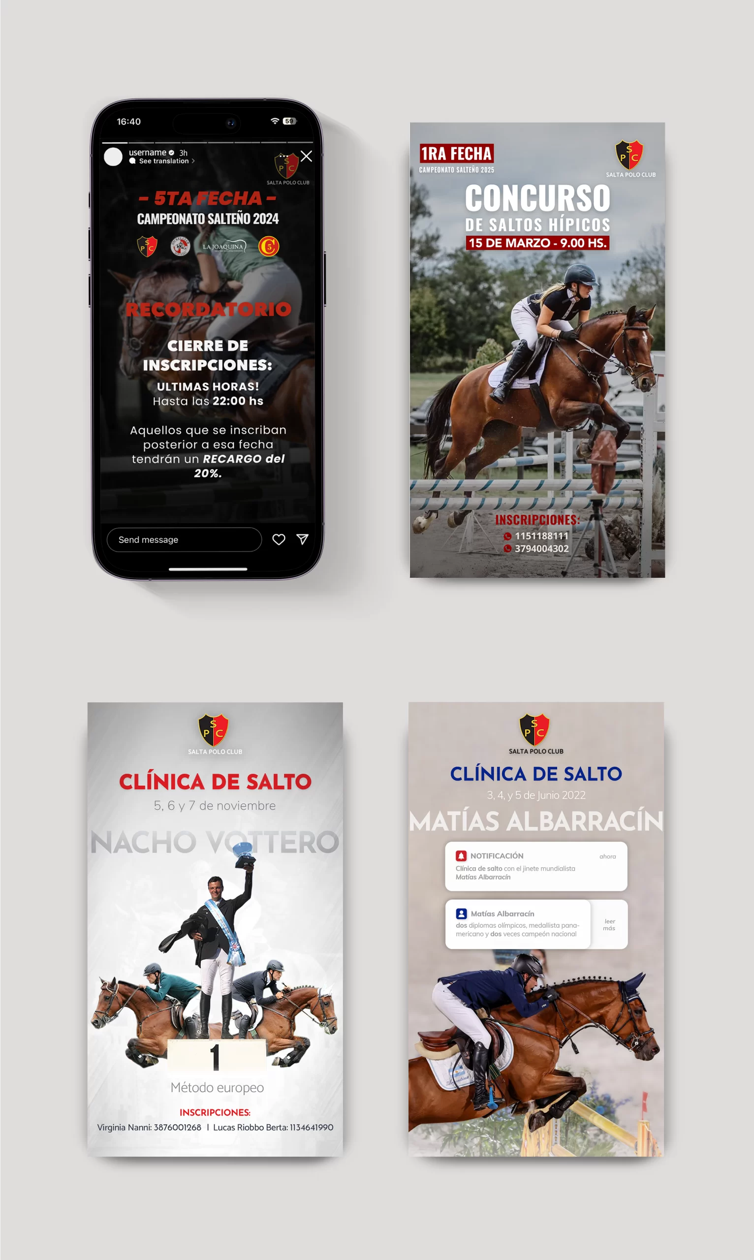 Diseños de stories para Salta Polo Club