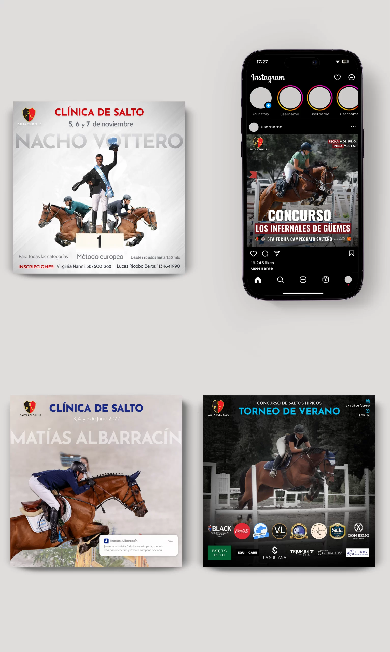 Diseño de posts para Salta Polo Club