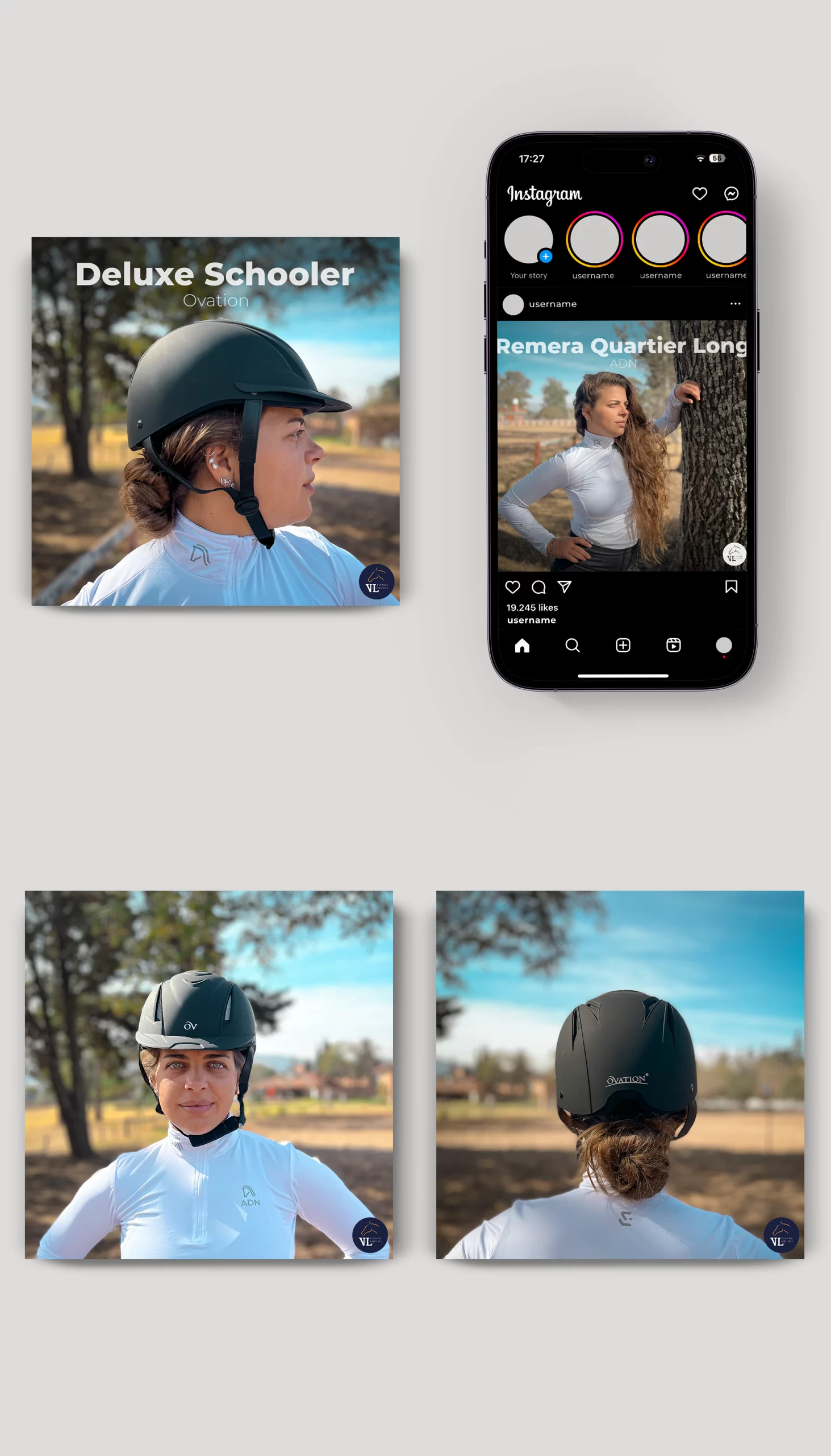 Diseños de instagram posts para V&L Tienda Equina